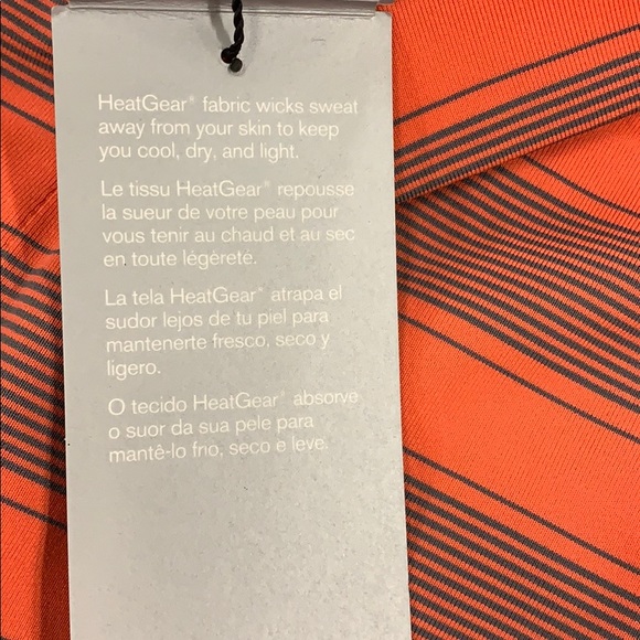 NWT Under Armour Striped Golf Polo- orange/gry - Picture 4 of 6